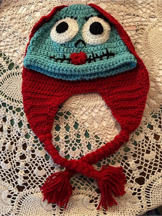 Accessories - Handmade Crochet Character Earflap Hat - Teal & Red